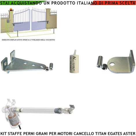 Kit Staffe Acciaio Zincate Perni Bulloni Viti Blocco Ricambio dei Motori Serie Titan Per Cancello Automatico GR MPC E-gates la Posteriore ha 3 Fori si Può Taglire per Regolare l'Angolo di Rotazione (1/4)