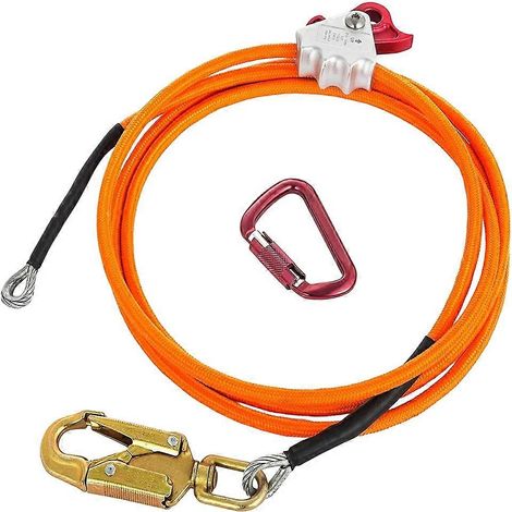 Kit de longe de sécurité à âme en acier réglable avec mousqueton pour arboristes et élagueurs.