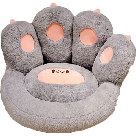 Oreiller à pattes de chat, laine, 45 x 40 x 13 cm, gris/rose, polyvalent et pratique, pour un usage quotidien (1/3)