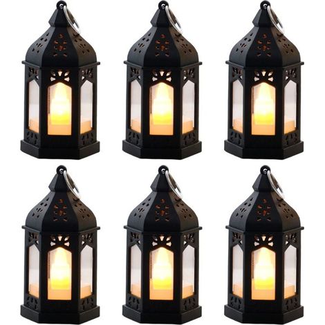 Set di 6 lampade a olio LED retrò – Lampade da tavolo vintage, luce calda, sicure ed efficienti dal punto di vista energetico per l'arredamento di casa (1/5)
