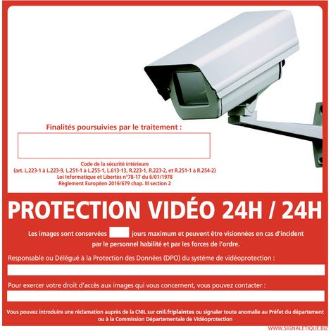 PANNEAU PROTECTION VIDEO 24H/24H (G1173) - Adhésif - 125 x 125 mm