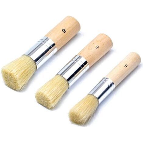 Pinceau Pochoir 3 pièces Pinceau en Bois Pinceaux à Pochoir en Bois Craft Pinceaux à pochoirs pour Aquarelle Peinture à l'huile 6/8/10 (1/4)