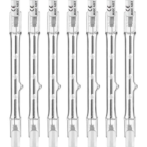 ampoules halogènes R7S à intensité variable ampoule linéaire tungstène lm chaud K 118 mm 230 v 300 w lot de 7 3 000 2 700 Blanc (1/5)