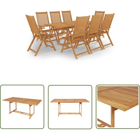 9 pcs Salon de jardin, Ensemble table et chaises de jardin, Meuble de jardin Bois de teck massif MKW615672 (1/5)