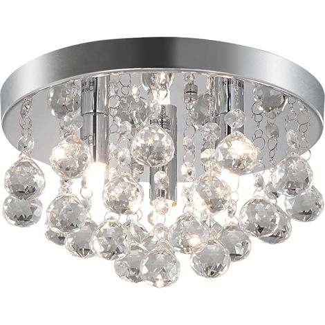 Lustre élégante design avec structure chrome . Suspension en cristal pour salon ou salle à manger . Sans ampoule . (1/5)