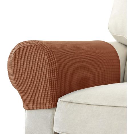 Housse De Bras De Canapé - Tissu Jacquard Extensible - Antidérapant - Pour Canapé Et Fauteuil Inclinable - Lot De 2 (1/5)