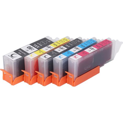 280/281 Tintenpatronen-Packung (5 kompatible Patronen) für PIXMA TS702 TR7520, Farben: Schwarz, Cyan, Magenta, Gelb, Flüssigkeitsausstoß (1/5)