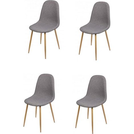 Chaise en Tissu Gris Pieds en Métal Effet Bois (1/4)