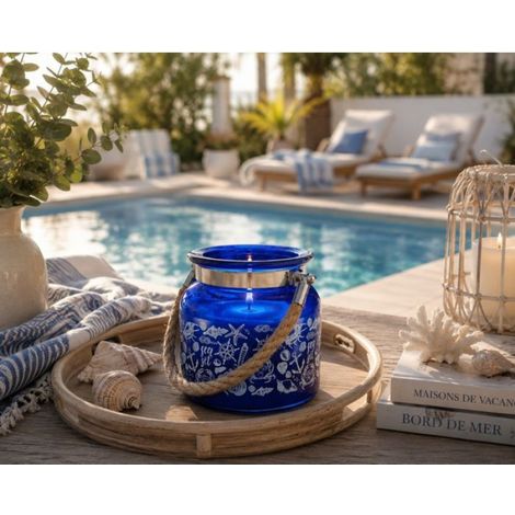 Bougie parfumée Brise Marine en verre avec anse corde (1/3)