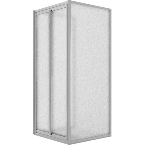 Duschkabine 3-seitig 2 Feste+ Saloon mit 2 Schwenktüren Strukturglas h 198 mod. West 90x90x90 cm Öff. 90