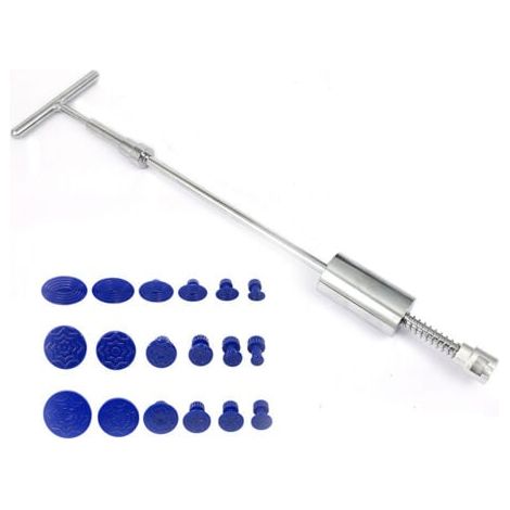19-teiliges Ausbeulwerkzeug-Set mit Gleithammer, Ausbeulen Wohnwagen, lackschadenfreies Ausbeulen, Reparatur von Autodellen ohne Lack, T-Typ Dent-Lifter, Gleithammerstange