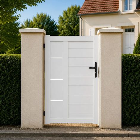 Portillon battant manuel PVC blanc ARLES INSERT L 100 x H 140 cm - poignée à droite