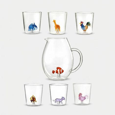 Set bicchieri in vetro con brocca Made in Italy Pet Friends Mix 12 (1/2)