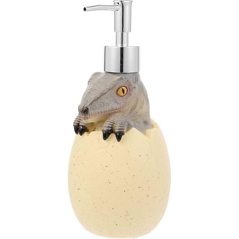 Flacon pompe à lotion dinosaure mignon de 560 ml pour enfants, distributeur de gel douche coquille d'œuf, distributeur de savon liquide pour les mains en plastique étanche (1/4)