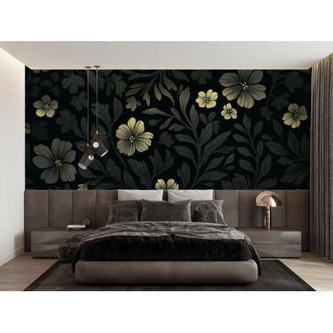 Papier peint floral fleurs nocturnes lumineuses 1 - 150 x 250 cm (1/2)