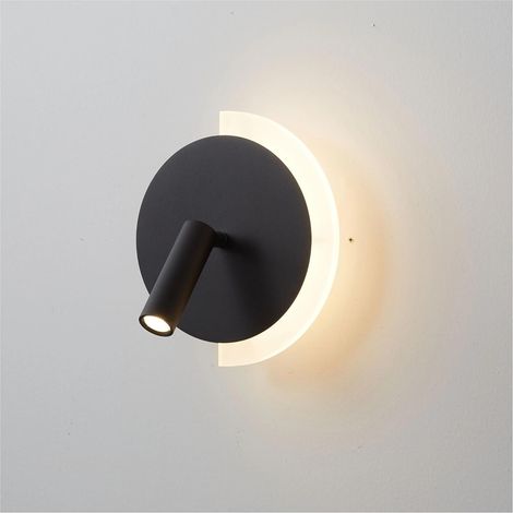 Noir Lampe de lecture murale LED moderne et simple, décoration d'intérieur pour chambre à coucher couleur blanc chaud (1/4)
