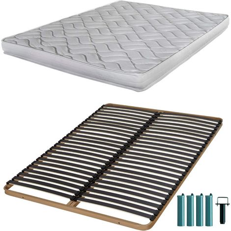 Matelas mousse + Sommier métal C224 140x190 Melissa - Hauteur 13 cm - Soutien ferme (1/5)