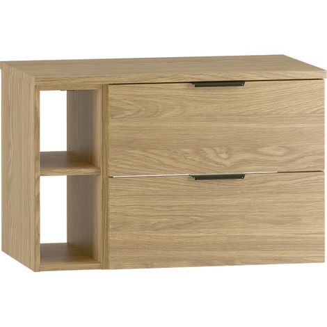 Meuble sous-vasque 80cm 2 niches plan de toilette Astrid Bois (1/5)
