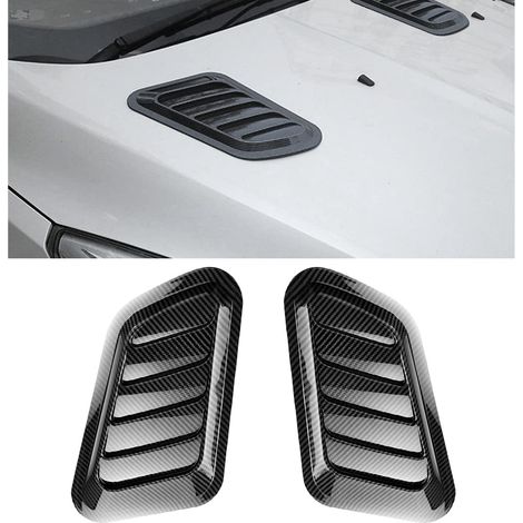 Lot de 2 grilles d'aération universelles pour capot, compatibles avec les prises d'air et les garnitures d'admission d'air, en fibre de carbone. (1/5)
