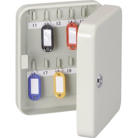 Boite A Clef 20 x 16, 5 x 8 cm, Coffre de Rangement pour 40 Clés, Armoire Verrouillable en Acier Allié, Porte-Clés Inclus, Boîte à Clés pour l'Atelier, Le Bureau et Le Couloir, Gris (1/2)