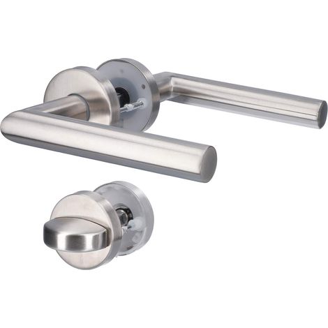 Alpertec 'Moscow' Maniglia per Porta in Acciaio Inox Satinato per Porta WC/Bagno Maniglia per porta AZ-L17, 28020530AZ (1/4)