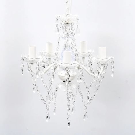 Lustre 5 ampoules classique design chambre salon salle à manger 40 x 40 x 80 cm en verre artificiel transparent