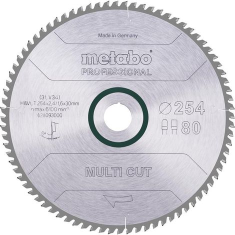 Lama per sega circolare Metabo Pro Multi Cut HW/CT 254 x 30 mm 80 denti 5°