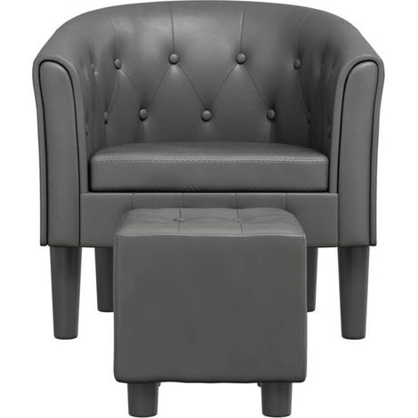356464 Chaise cabriolet avec repose-pied gris similicuir (1/5)