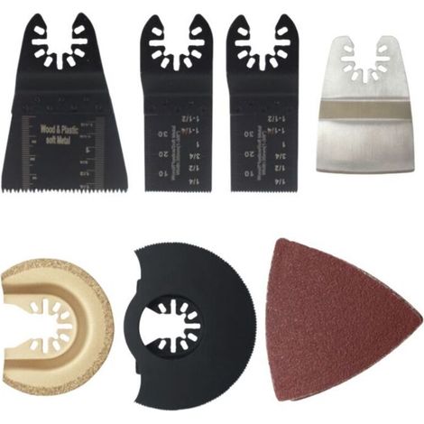 16pcs Mix Lames de Scie Oscillantes, Coffret des Accessoires d'Outil Multifonction Oscillant, Outil Saw Blades Accessoires Kit avec 10 feuilles abrasives(80 grains) (1/4)