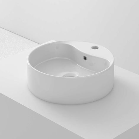 Lavabo à poser RONDA céramique 40,5x14,5x40,5 cm blanc (1/5)