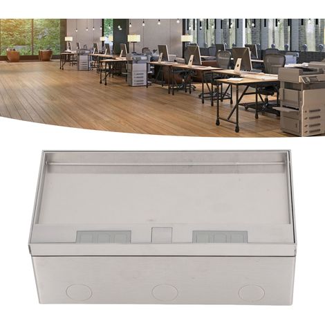 Prise de sol encastrée 4 kW avec 4 prises européennes, finition marbre, boîtier de prise de sol plat en acier inoxydable à couvercle rabattable, 250 V CA (1/5)