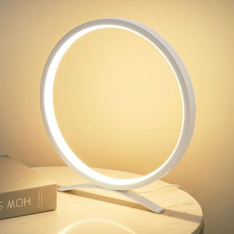 Lampe de chevet, lampe de bureau cercle en métal lampe de table pour chambre à coucher, lumière décoration