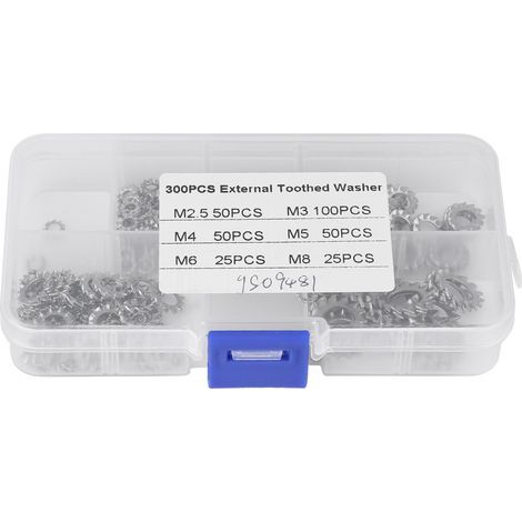 300 pièces rondelles Grower dentées externes en acier inoxydable 304, kit anti-desserrage (1/5)