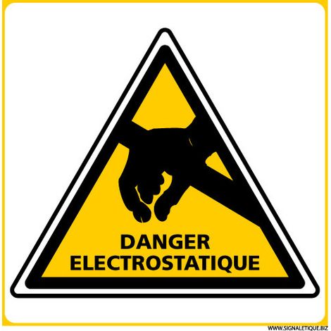 PANNEAU DANGER ELECTROSTATIQUE (C1394) - Adhésif - 125 x 125 mm