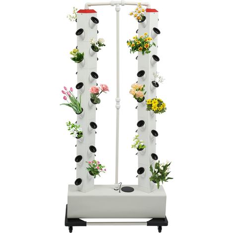 Hydroponic System 56 Löcher, Hydroponic Grow Kit mit Wasserpumpe, Innen/Außen Hydroponics Growing System mit Räder, Zuchtschwamm, Aussaattabletts, Adapter, Timer