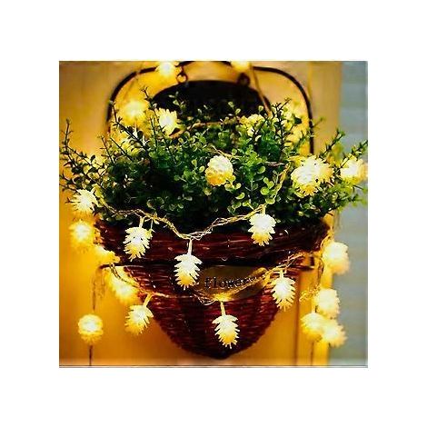 Guirlande lumineuse en forme de pommes de pin, 6 m, 40 LED, pour sapin de Noël, étanche IP44, mini décoration lumineuse d'intérieur pour terrasse, jardin, clôture, etc. (1/5)