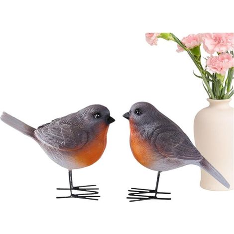 lot de 2 statues doiseaux et doiseaux sculpture rouge gorge