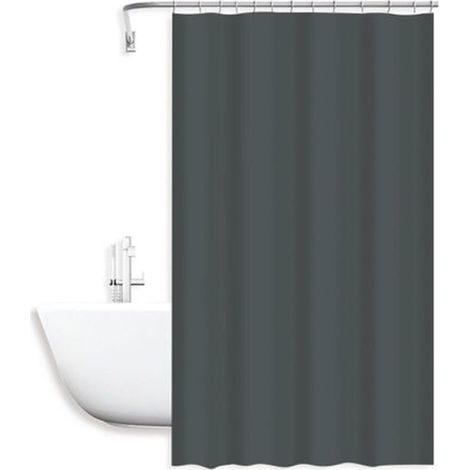 180x200cm Rideau De Douche Imperméable Anti-moisissure Avec Anneaux Salle De Bain Gris Foncé 79718 (1/2)