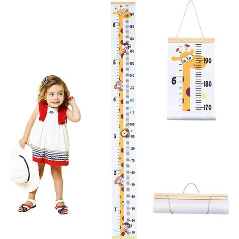 Tabla de crecimiento de jirafa extraíble, regla de medición de lona y madera, decoración para niña/niño.