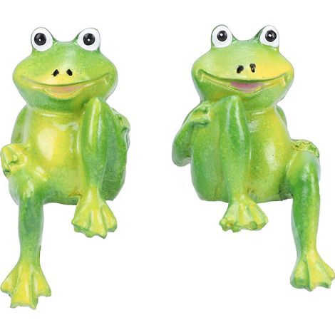 statue jardin exterieur-Statue de grenouilles artisanale et décorative - Ornements de jardin extérieur résistant aux intempéries pour pelouse et patio (Lot de 2 pièces) (1/5)