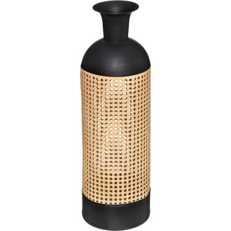 Atmosphera – Vase cannage noir 60cm – Fer – Forme ronde – Facile d'entretien – Pour décoration intérieure (1/2)