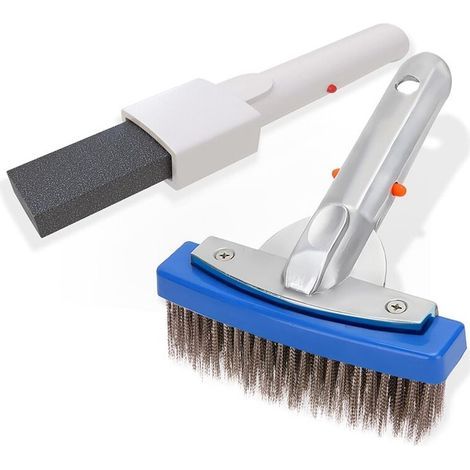 Kit de Pierre Ponce et Brosse de Piscine en Acier Inoxydable de 12,7 cm pour Éliminer les Taches de Rouille dans le Béton, le Plâtre et le Spa. (1/4)