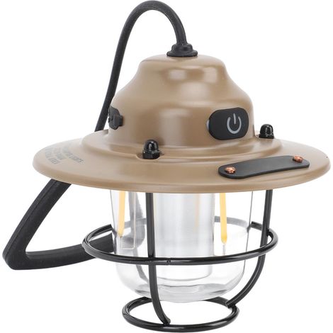 Lanterne de camping LED étanche 1200 mAh 2,0 W à intensité variable, style vintage, rechargeable, couleur sable, idéale pour la randonnée et la pêche. (1/5)