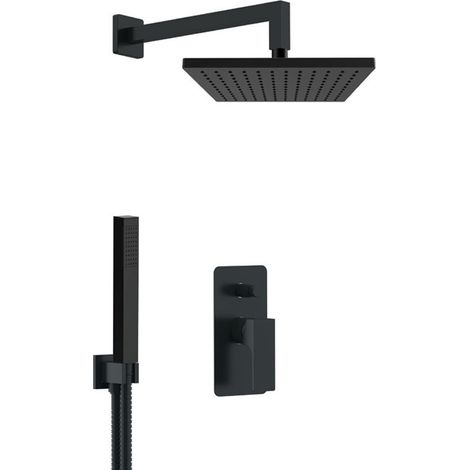 Set doccia quadro completo a incasso nero opaco - serie Absolute Misura soffione: 20 cm (1/3)