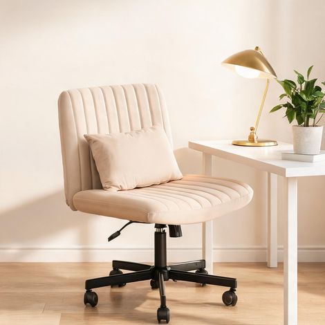 Chaise de bureau beige en tissu 21,5 x 25,2 x 33 cm (1/5)