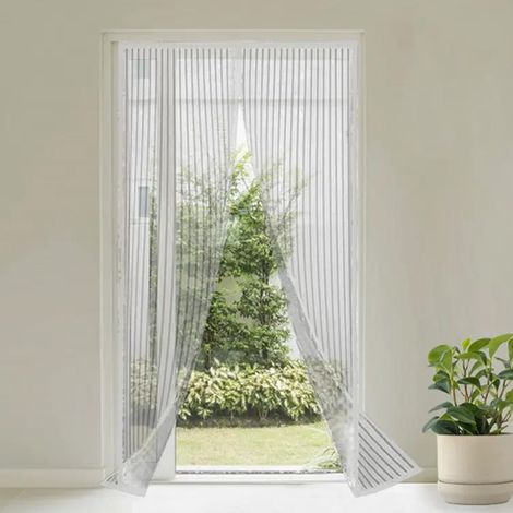 Zanzariera calamitata 110x220 cm a 2 pannelli - Tenda magnetica per porte, finestre e balcone - Colore Bianco (1/5)