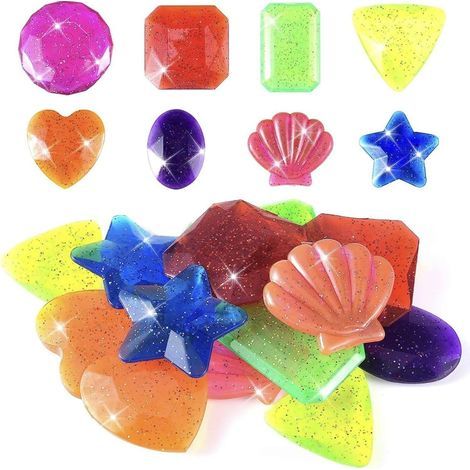 16-teiliges Poolspielzeug-Set für Kinder, Edelsteine für Kinder, mehrfarbiges Acryl-Diamanten-Tauchspielzeug, Piratenschatz zum Tauchenlernen, Geschenk für Sommergeburtstage (1/5)