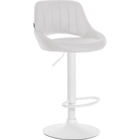 Sgabello da bar/seggiolone regolabile x1 in PVC bianco con schienale traforato e base in metallo bianco 100006100