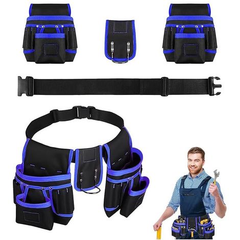 Magnetic Tool Belt, Black-Blue