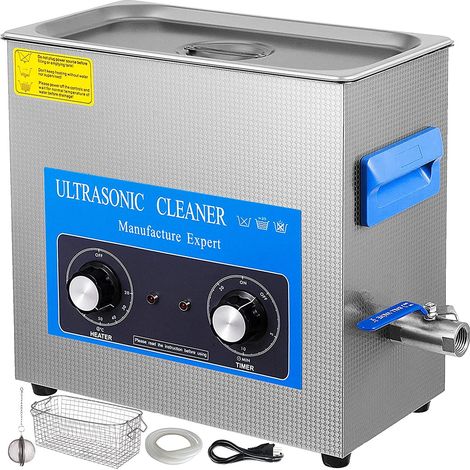 VEVOR Knob Control Ultrasonic - Pulitore ultrasonico ad ultrasuoni, 15 l, dispositivo di pulizia ad ultrasuoni con riscaldamento, pulitore a ultrasuoni ad ultrasuoni 220 V, pulitore digitale ad